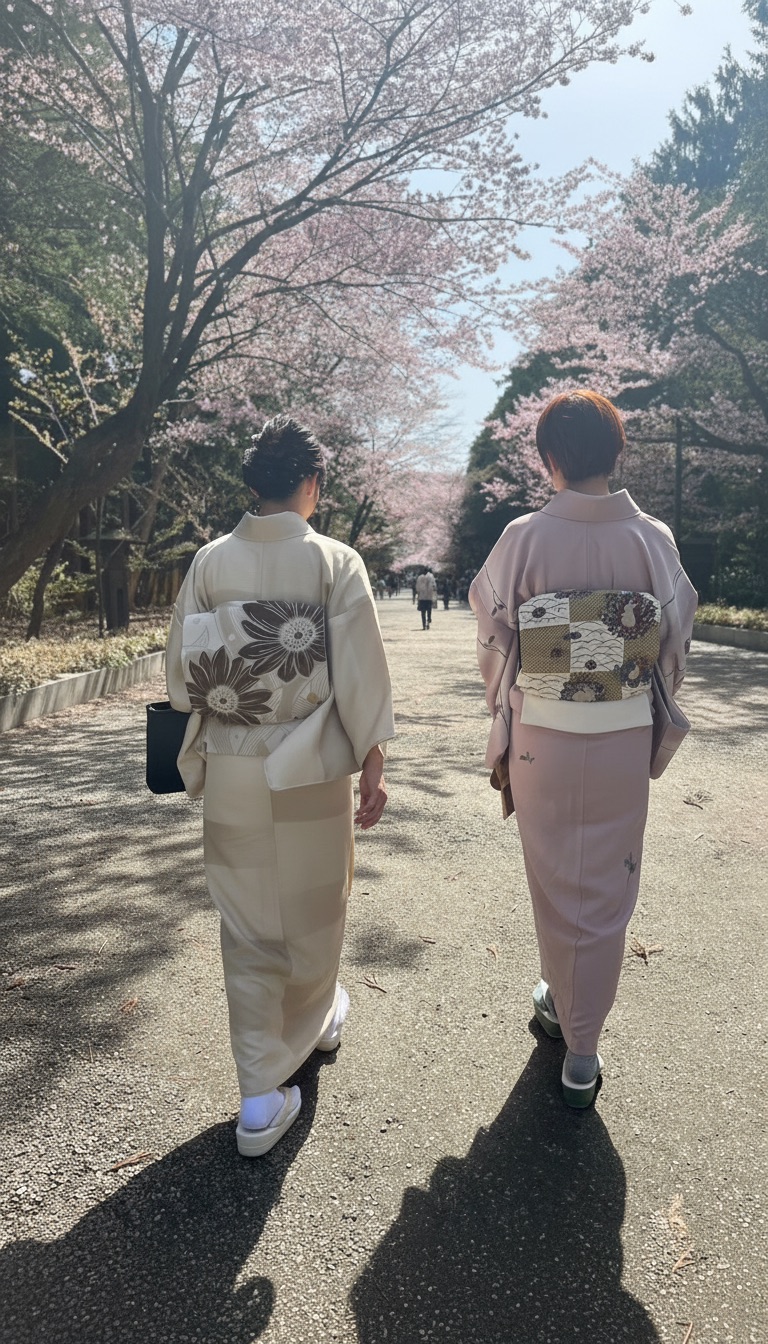 自分のペースで着付けを学ぶ様子